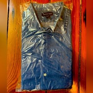 Lands End Mens Denim Button-down Shirt